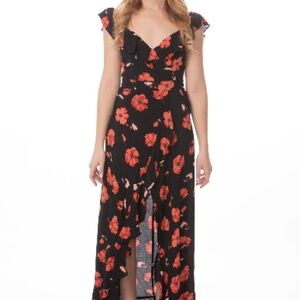 Flynn Skye Black Dress with Pink Floral Design